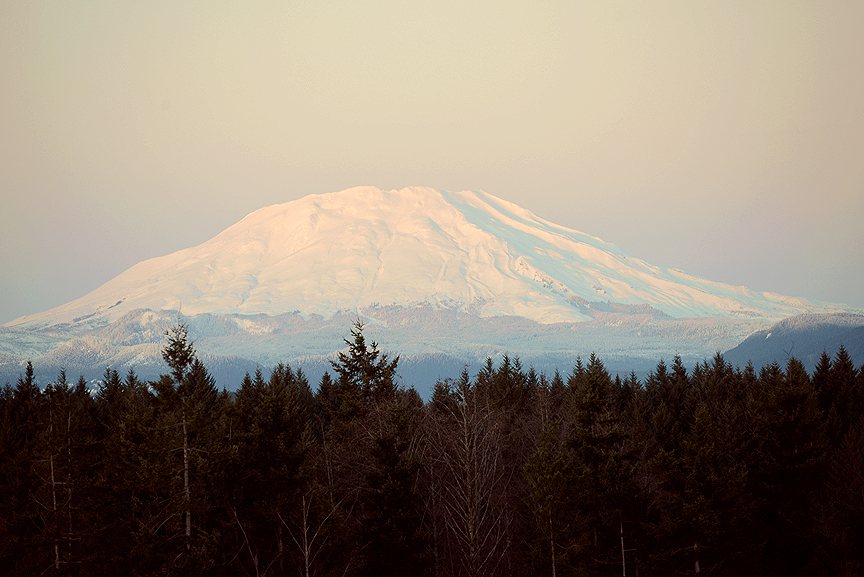 December mountain at night