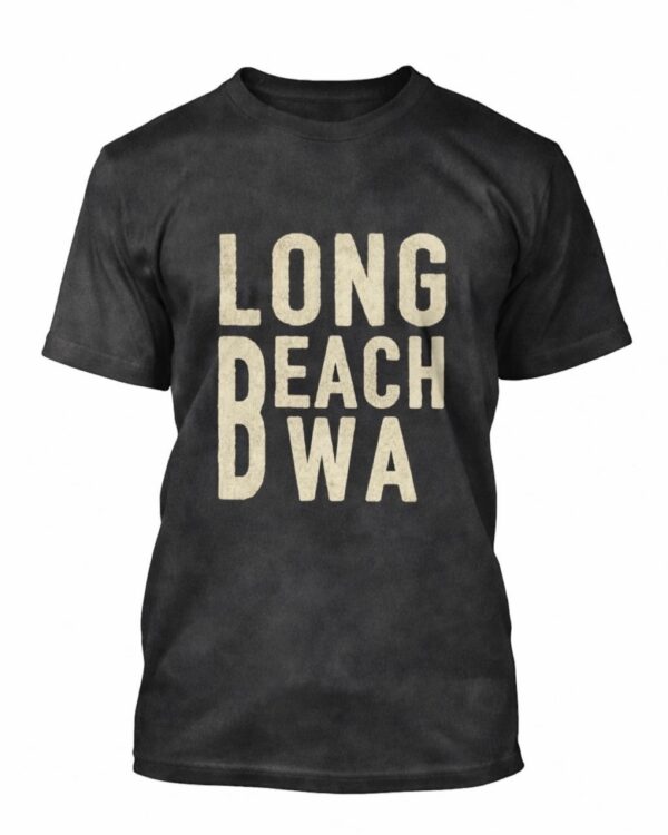 Black mineral washed Long Beach WA tee